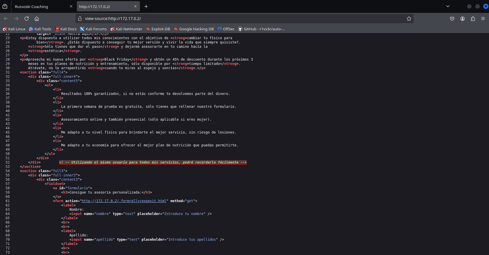 Web source's code